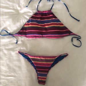 Billabong Striped/shibori Bikini Reversible